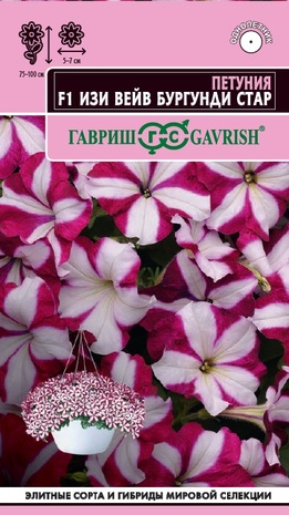 Петуния Изи Вейв бургунди стар F1 (Минитуния) суперкаскад. 5 шт. гранул. проб. серия Элитная клумба 