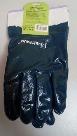 Перчатки UN-KSN110-9 хоз.(хлопок) с защитн. манжет, облив. на 3/4, искуств. каучук №9